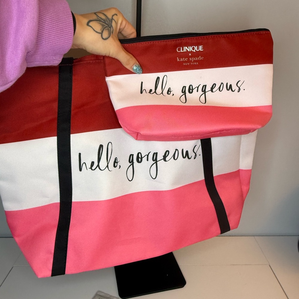 Kate Spade Red and Pink Tote Bag Set